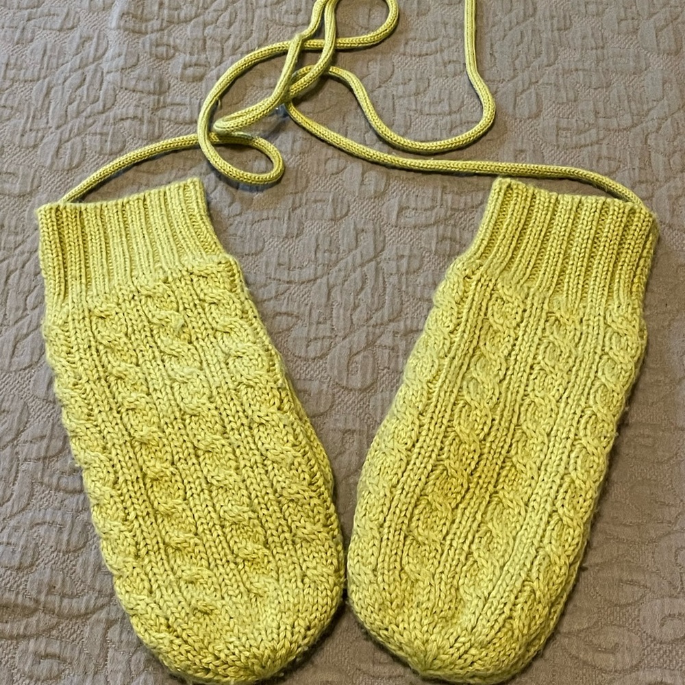 Green Gap Knit Mittens with Cables